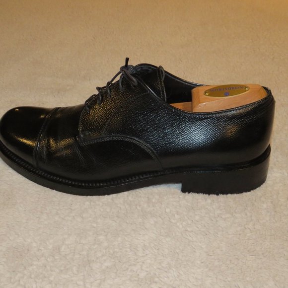 Prada Cap Toe Pebble Textured Black Leather Oxfords Dress Shoes US Size 9 - Picture 4 of 10